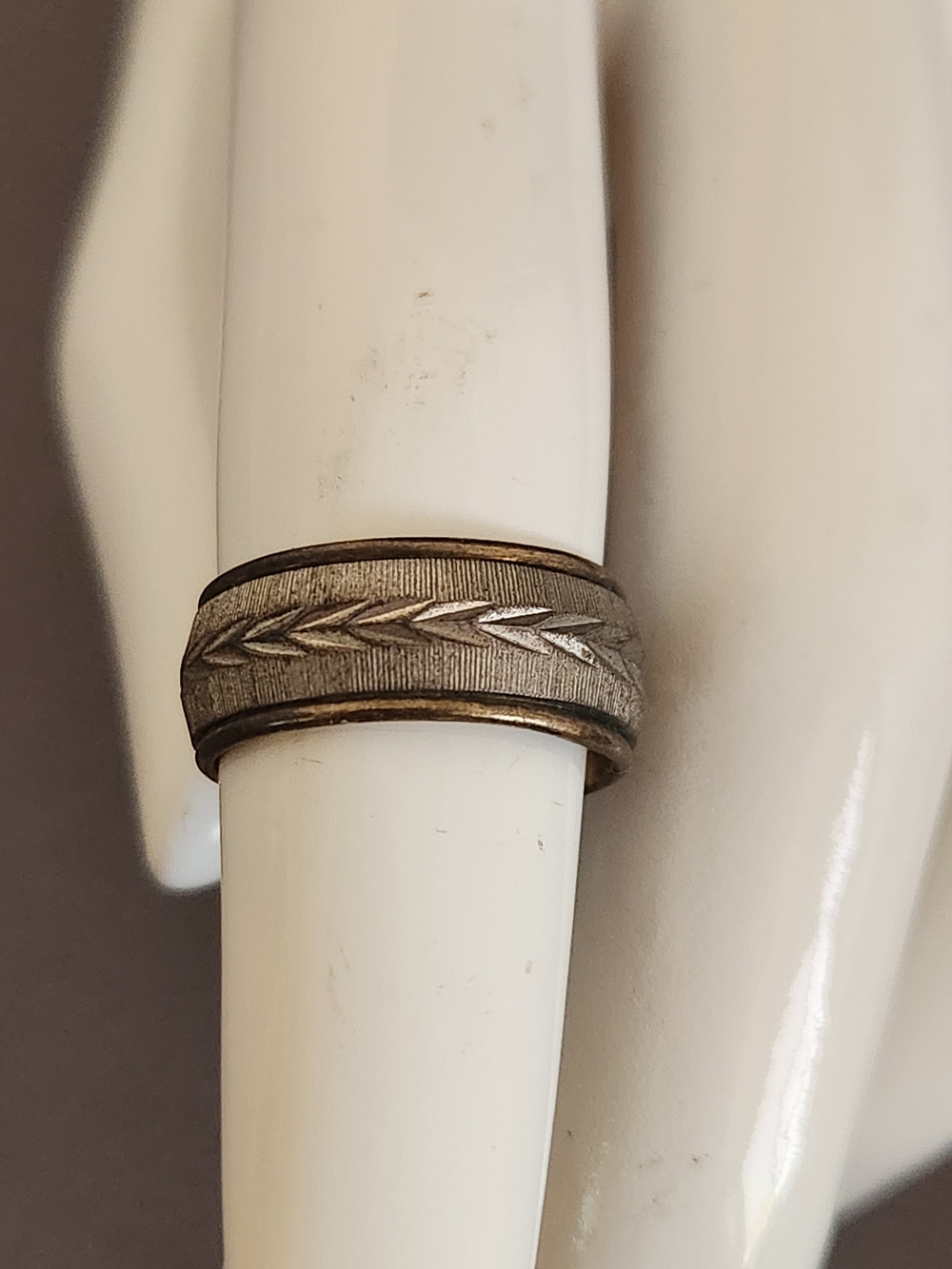Sterling Silver And 10K GF Diamond Cut Band Ring